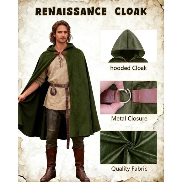 Medieval Renaissance Costume Accessories Cloak Belt Pouch Bracers Unisex main image 6